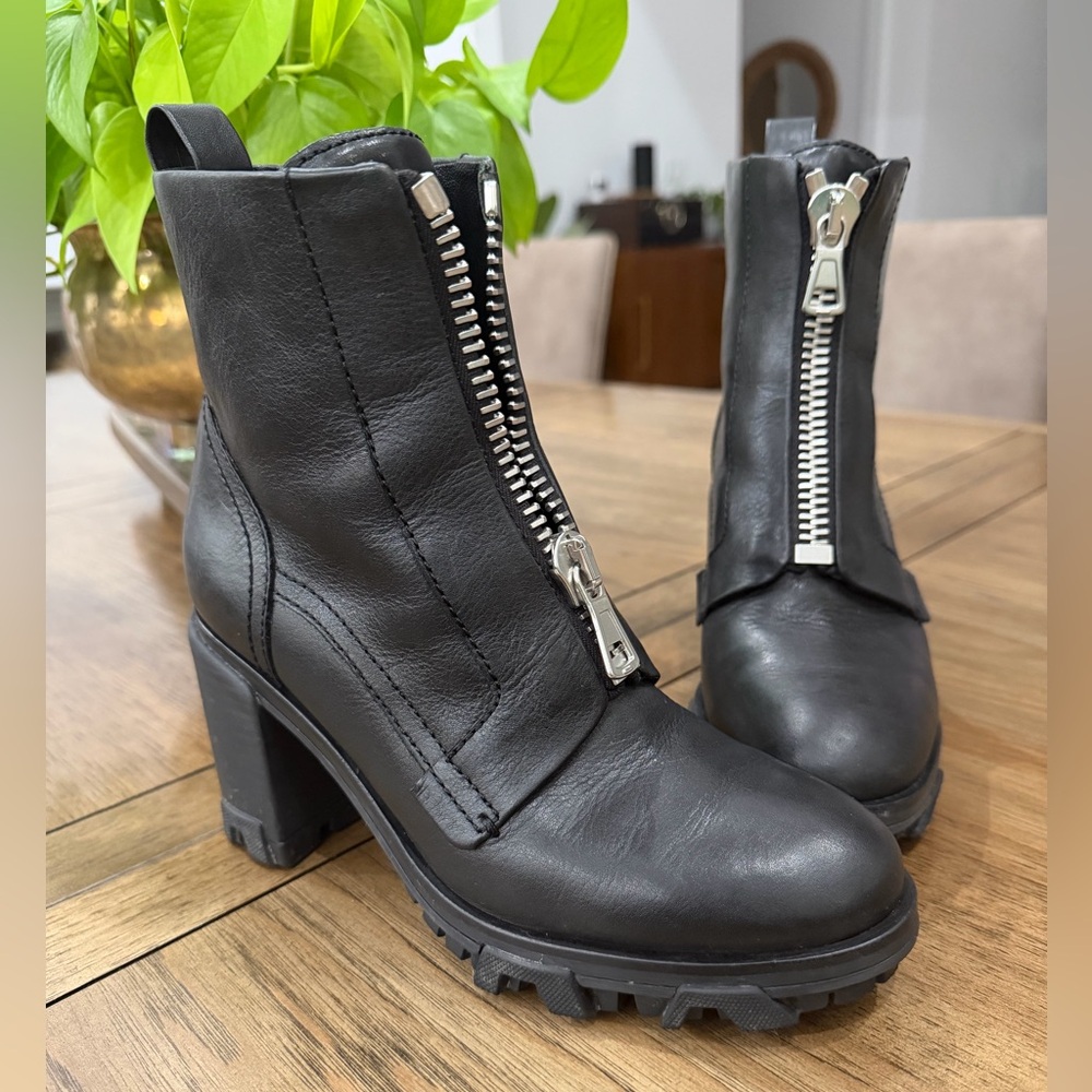 Rag & Bone Shiloh High Zip Black Leather Boots